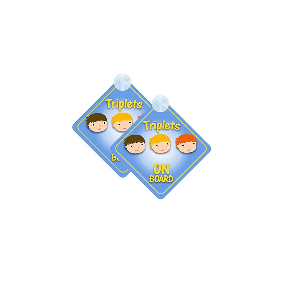 Triplet Boys Baby On Board Sign For Car Twin Pack 2Pcs Kids Safety Warning Car Signs Mybabyonboard Uk