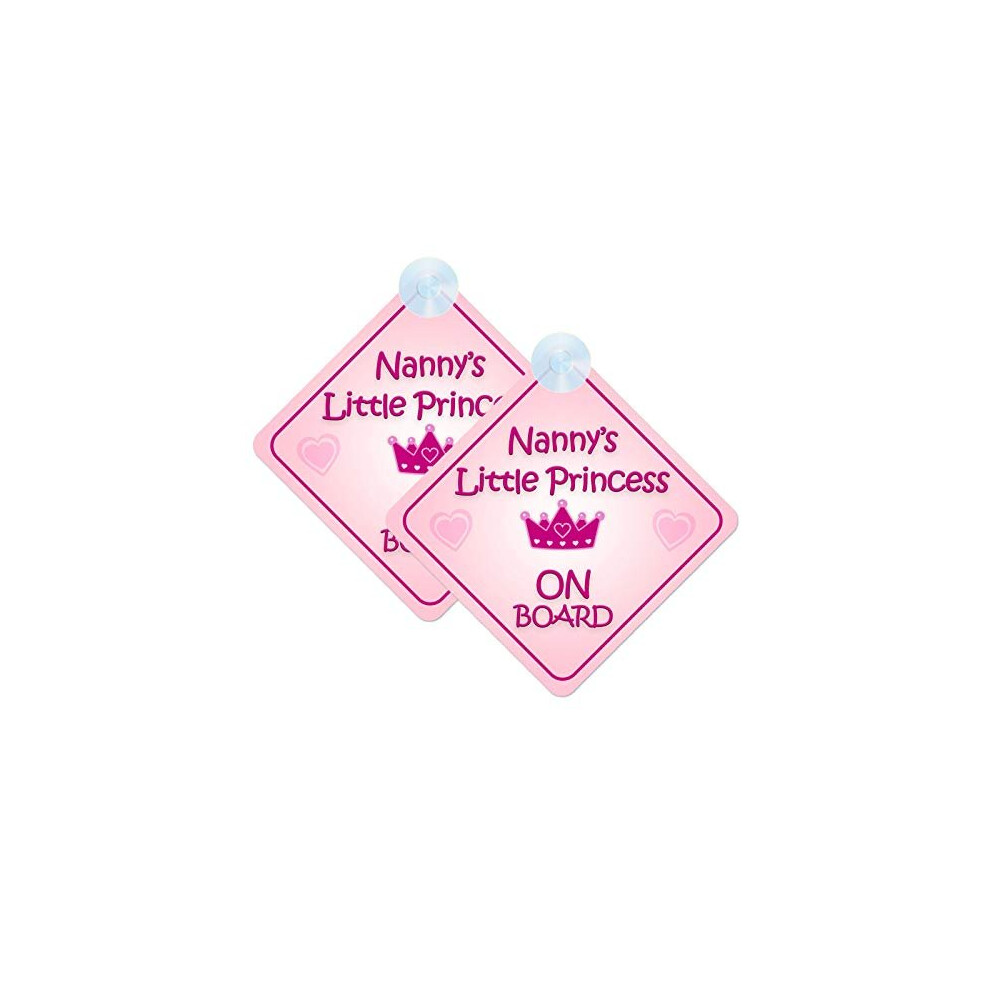 Nanny Little Princess Baby On Board Sign For Car Twin Pack 2Pcs Kids Safety Warning Car Signs Mybabyonboard Uk