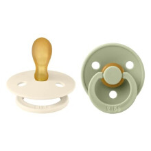BIBS Colour Symmetrical Soother 2-Pack, BPA Free Dummy Pacifier, Symmetrical Nipple. Natural Rubber Latex, Made in Denmark. 6-18 Months (Pack of 2),