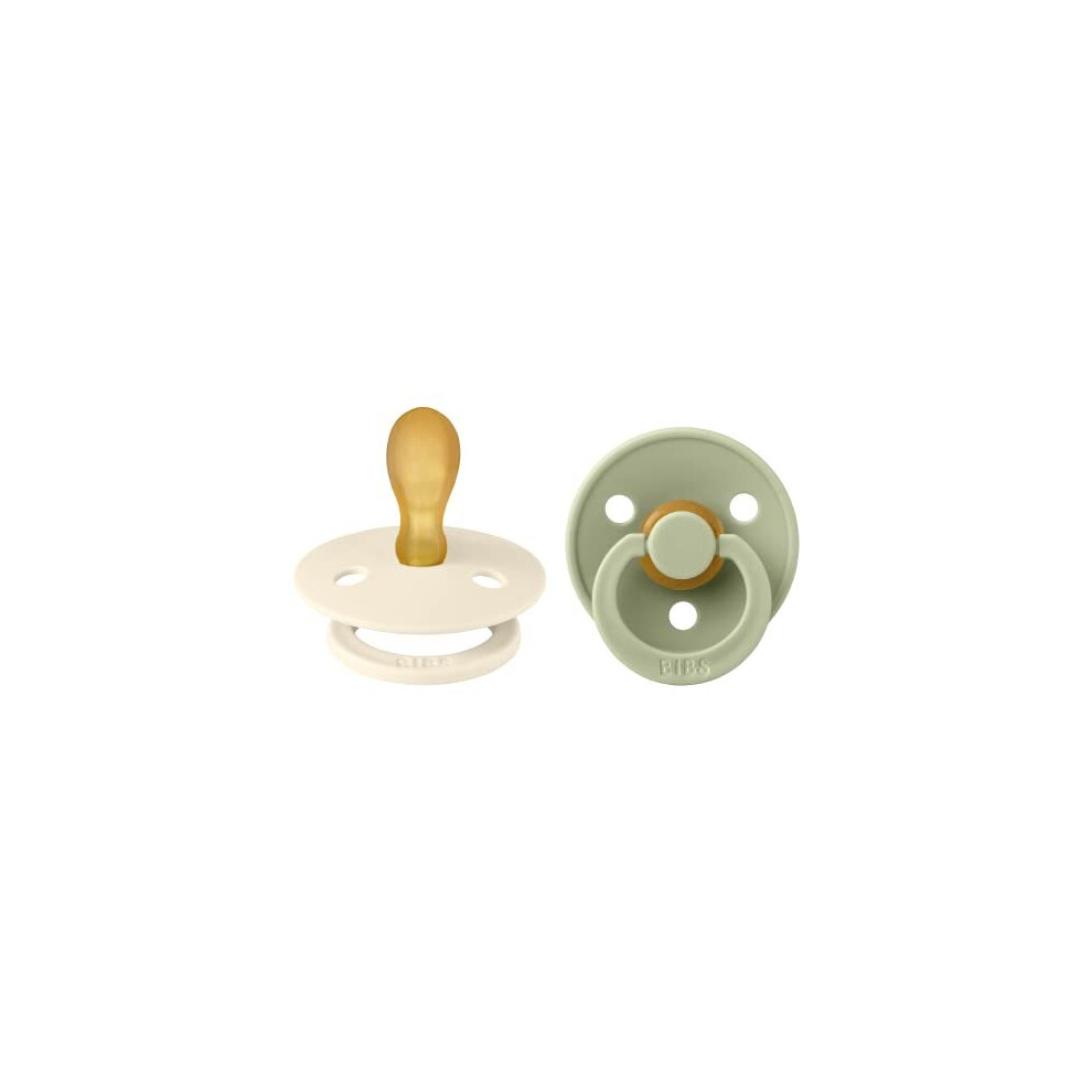 Bibs Colour Symmetrical Soother 2-Pack, Bpa Free Dummy Pacifier, Symmetrical Nipple. Natural Rubber Latex, Made In Denmark. 6-18 Months (Pack Of 2),