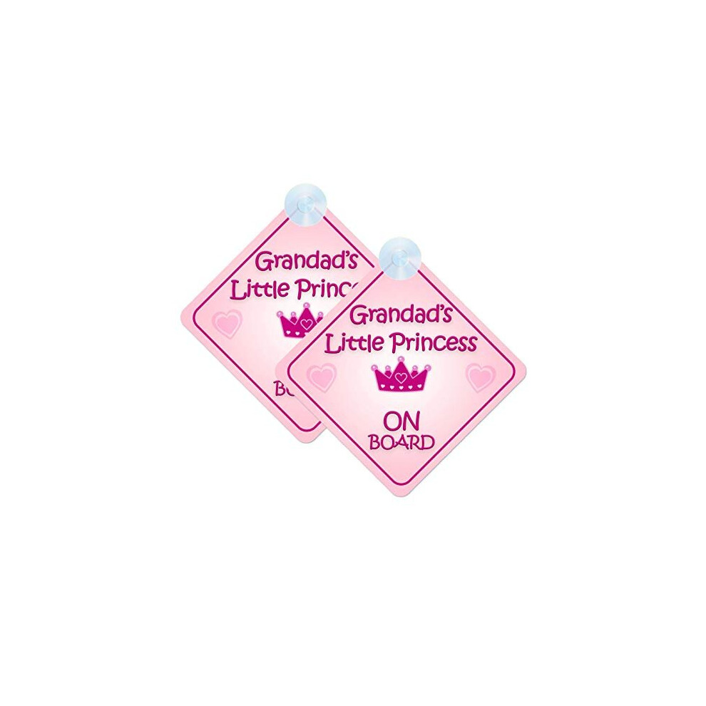 Grandads Little Princess Baby On Board Sign For Car Twin Pack 2Pcs Kids Safety Warning Car Signs Mybabyonboard Uk