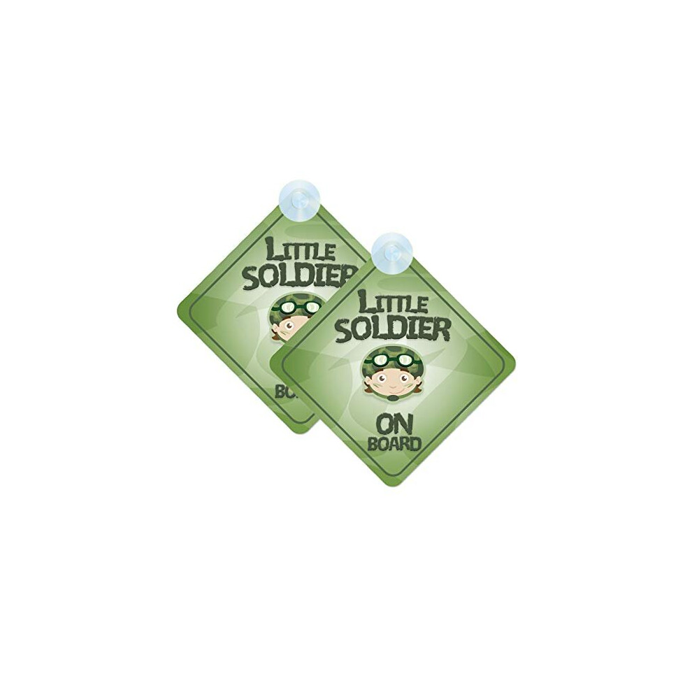 Little Soldier Baby On Board Sign For Car Twin Pack 2Pcs Kids Safety Warning Car Signs Mybabyonboard Uk