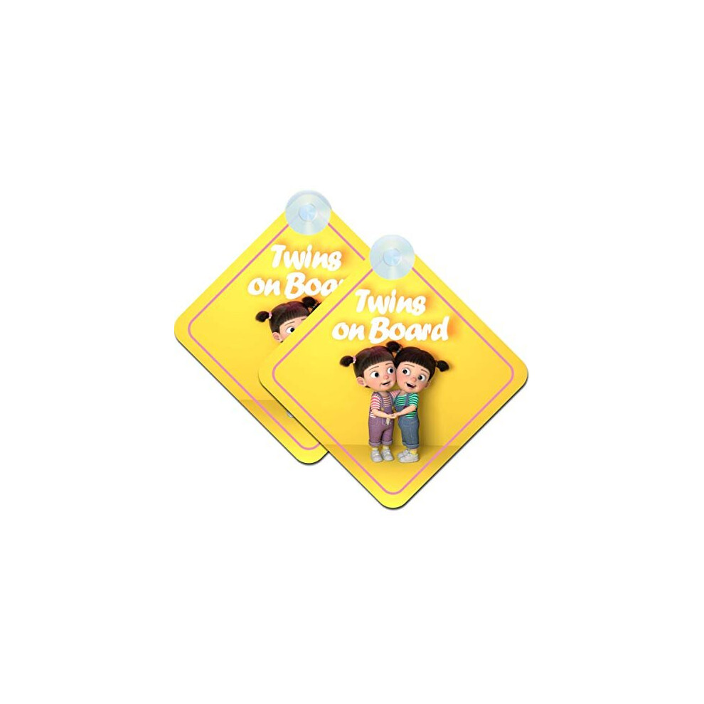 Twin Girls Baby On Board Sign For Car Twin Pack 2Pcs Kids Safety Warning Car Sign Twins Little Girls 002 Design Mybabyonboard Uk