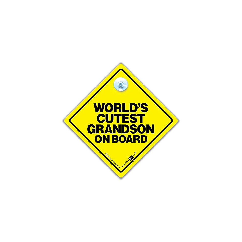 World's Cutest Grandson On Board Car Sign, Baby On Board Sign Style Suction Cup Car Sign To Deter Tailgaters And To Let Other Road Iwantthatsign.com
