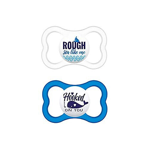 MAM MAM Pacifier Air S236 Extra Large Hole Shield for Sensitive SkinSoftTM Silicone Teat for 16+ Months Babies, Neutral (Pack of 2) with Self-Sterilizing