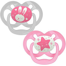 Dr. Brown's Advantage Baby Pacifiers, Glow-in-The-Dark, 6-18 Month Pacifiers, Pink, 2 Count