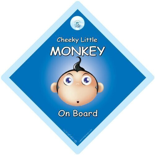 Cheeky Little Monkey On Board, Cheeky Little Monkey, Car Sign Blue ...