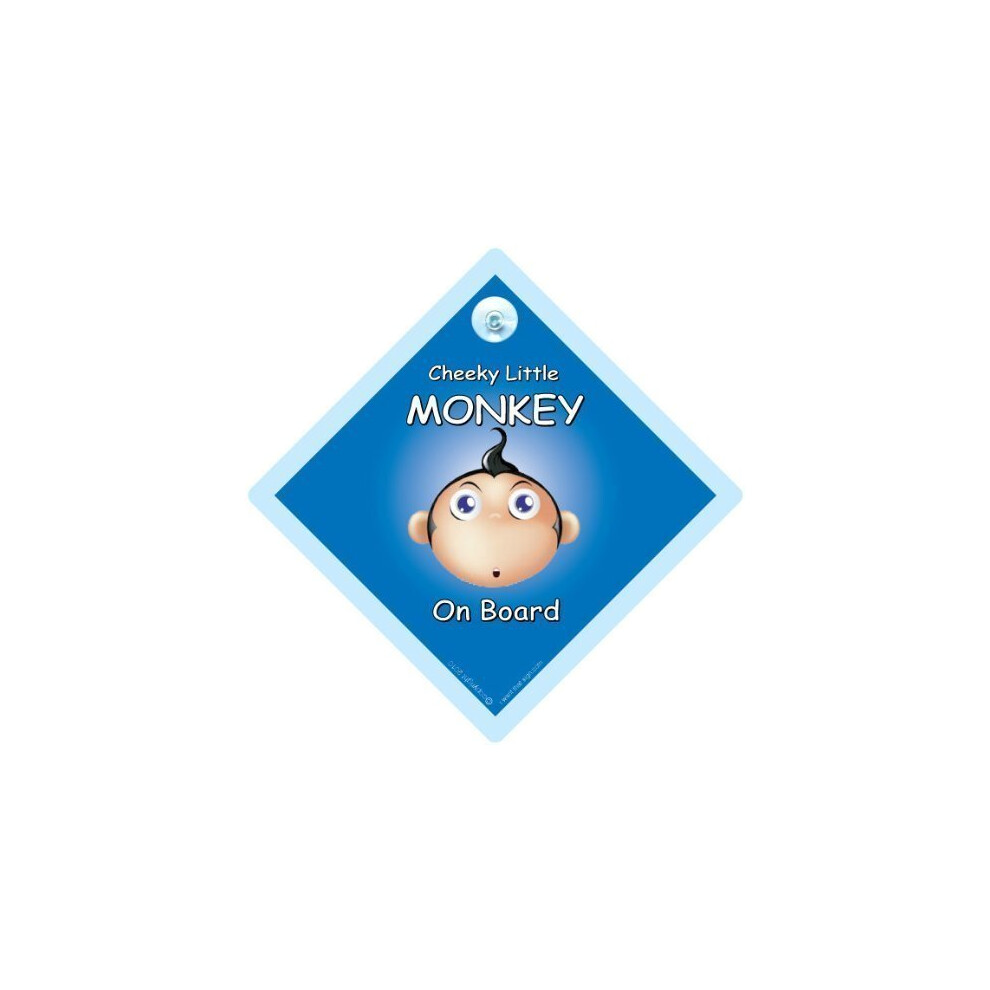 Cheeky Little Monkey On Board, Cheeky Little Monkey, Car Sign Baby On Board Sign, Baby On Board, Decal, Bumper Sticker, Baby Sign, Cheeky Blue Baby Iwantthatsign.com