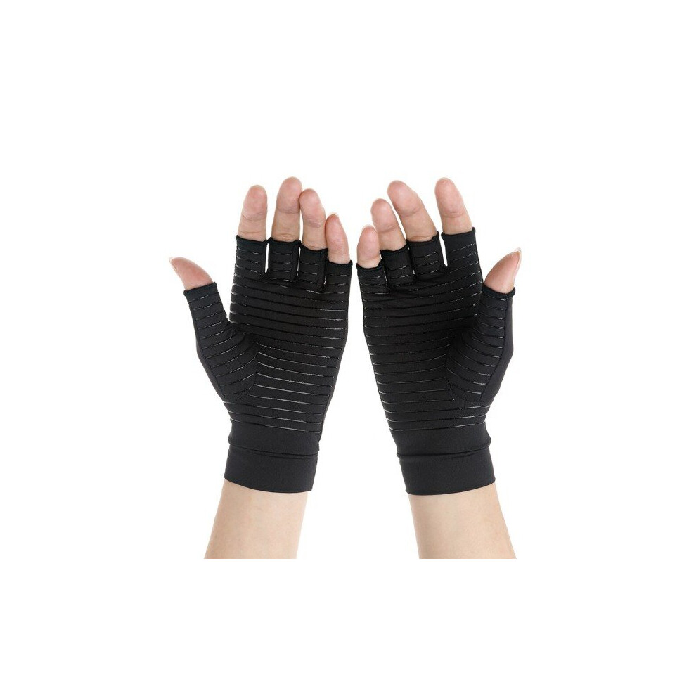 Geni-Store (Arthritis Gloves, M) Pair Copper Compression Gloves For Women Men Fingerless Gloves
