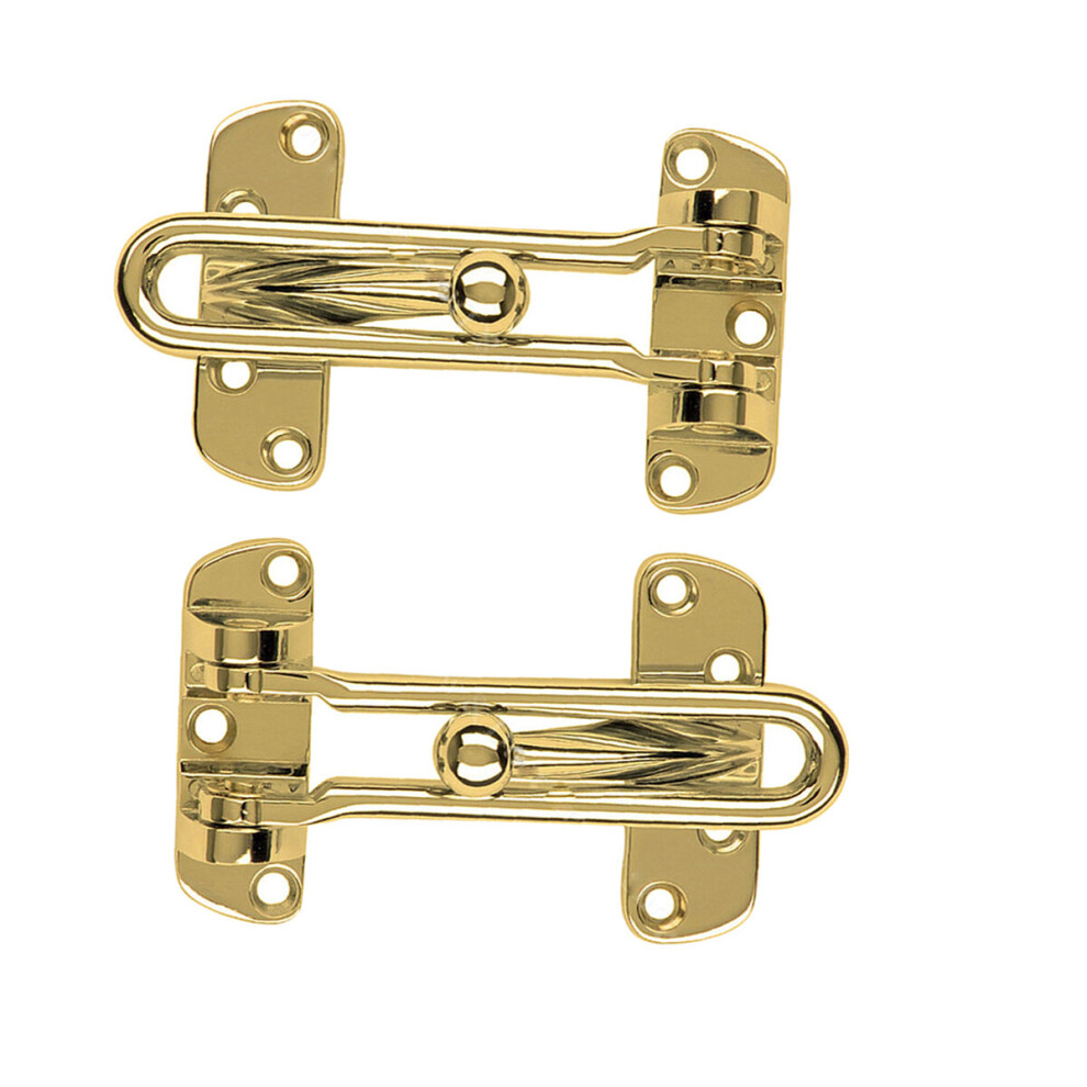 2 x Door Security Chain Restrictor Strong Safety Lock Guard Catch Latch Brass