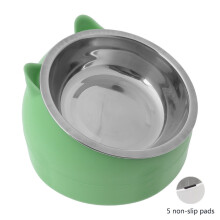 Stainless Steel Cat Dog Food Bowl 15Slanted Non-slip Pet Utensils Pu