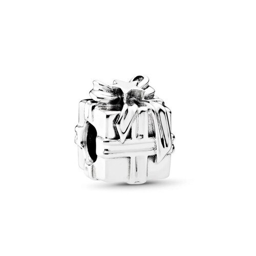 Pandora Pandora Gleaming Gift Charm Sterling Silver Box with Star Bow 791987