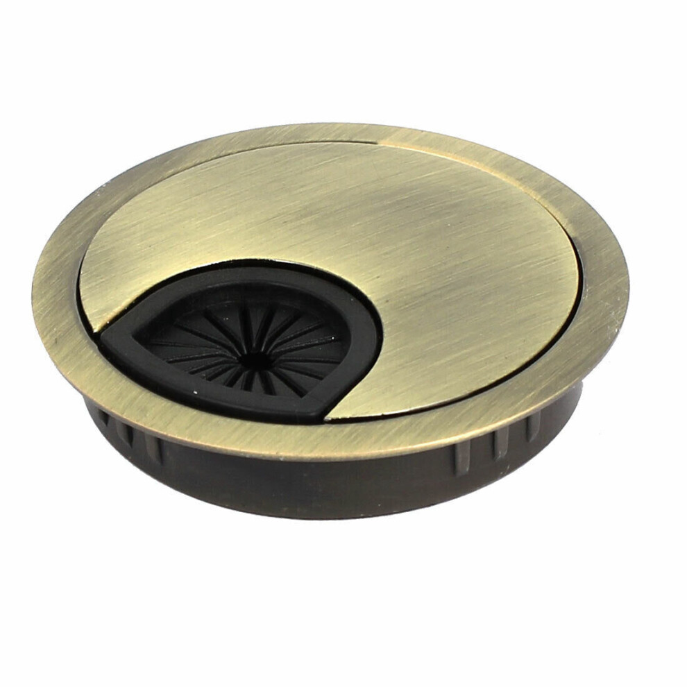 (10) 50mm Computer Desk Plastic Grommet Table Cable Tidy Wire Hole Cover Brass