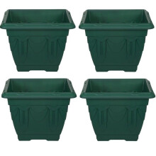 4 Green Square Venetian Pot Decorative Plastic Garden Planter 30cm