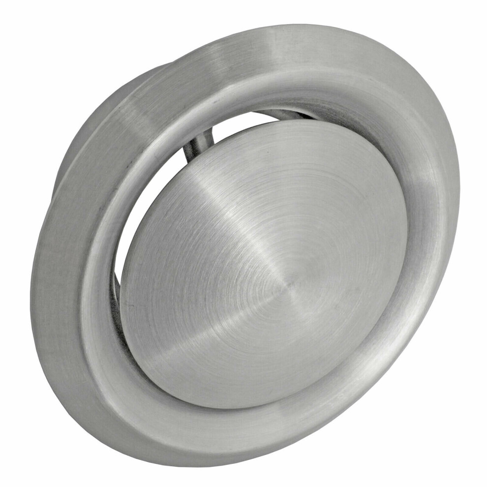 Spares2go Stainless Steel Round Ceiling Extractor Exhaust / Supply Wall Vent (5" / 125Mm)