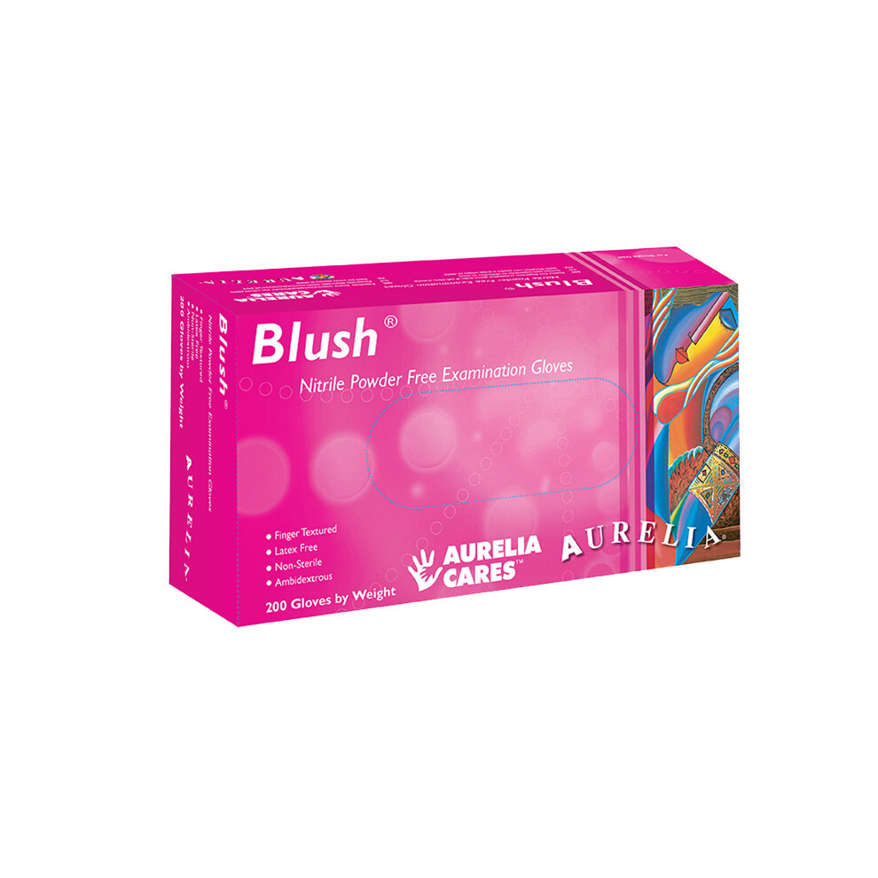 Blush Powder Free Nitrile Examination Glove, Medium, Pink Pack of 200