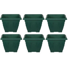 6 Green Square Venetian Pot Decorative Plastic Garden Planter 30cm