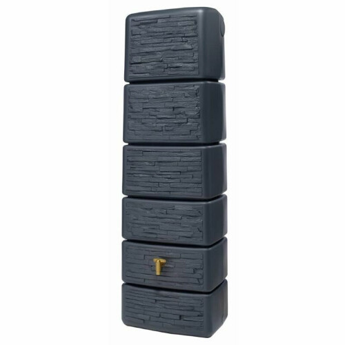 300L Slim Stone Decor Rainwater Wall Tank, Water Saving,  Includes Tap