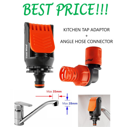 UNIVERSAL KITCHEN TAP ADAPTOR + ANGLE HOSE CONNECTOR WITH LOCK