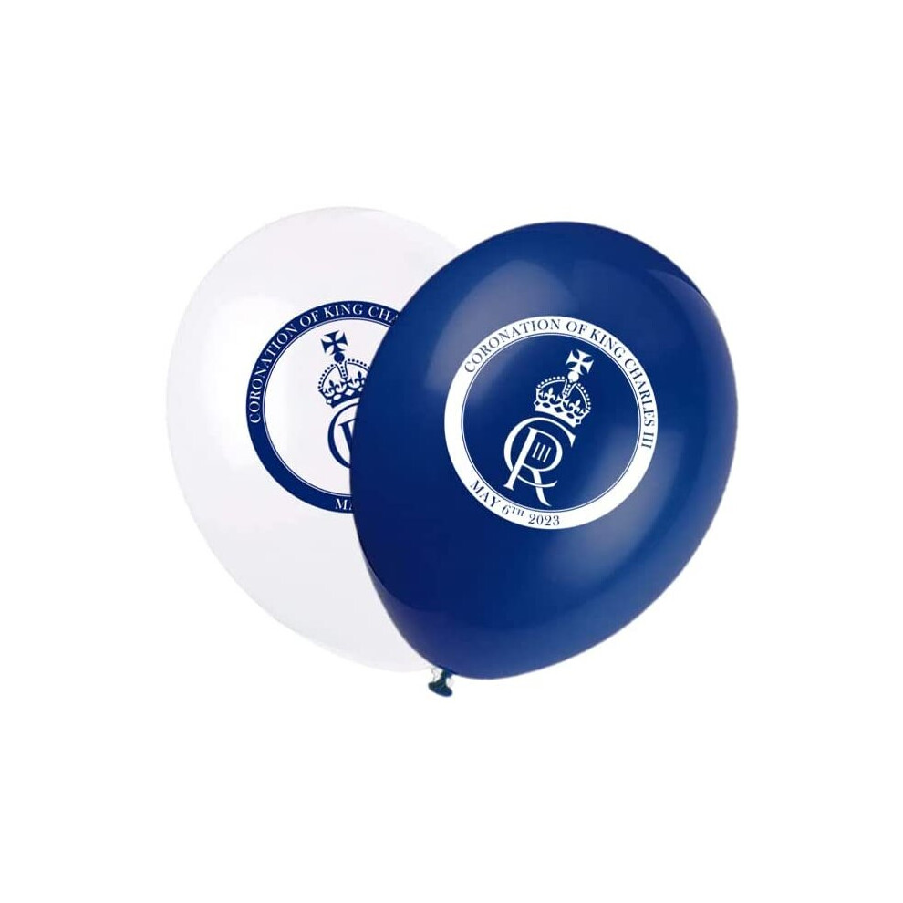 Shatchi (20) Balloons Navy Blue White 12" Latex King Charles Iii British Monarch Coronation