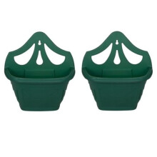 2 x Small 31cm Venetian Wall Planter Basket Garden Pot Plastic Green