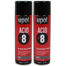 U-Pol Acid 8 1K Etch Primer 450ml x2 Aerosol Paint Fast Drying Aluminium Upol