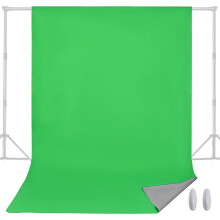 Green & Grey 1.5m x 2m Two-Sided Backdrop with Wall Clips - Wrinkle-Free Fabric for Photo/Video