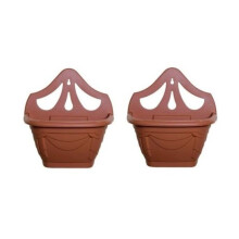 2 x Small 31cm Venetian Wall Planter Basket Plastic Terracotta Colour