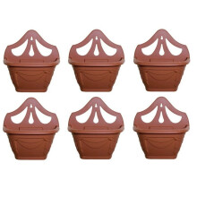 6 x Small 31cm Venetian Wall Planter Basket Plastic Terracotta Colour