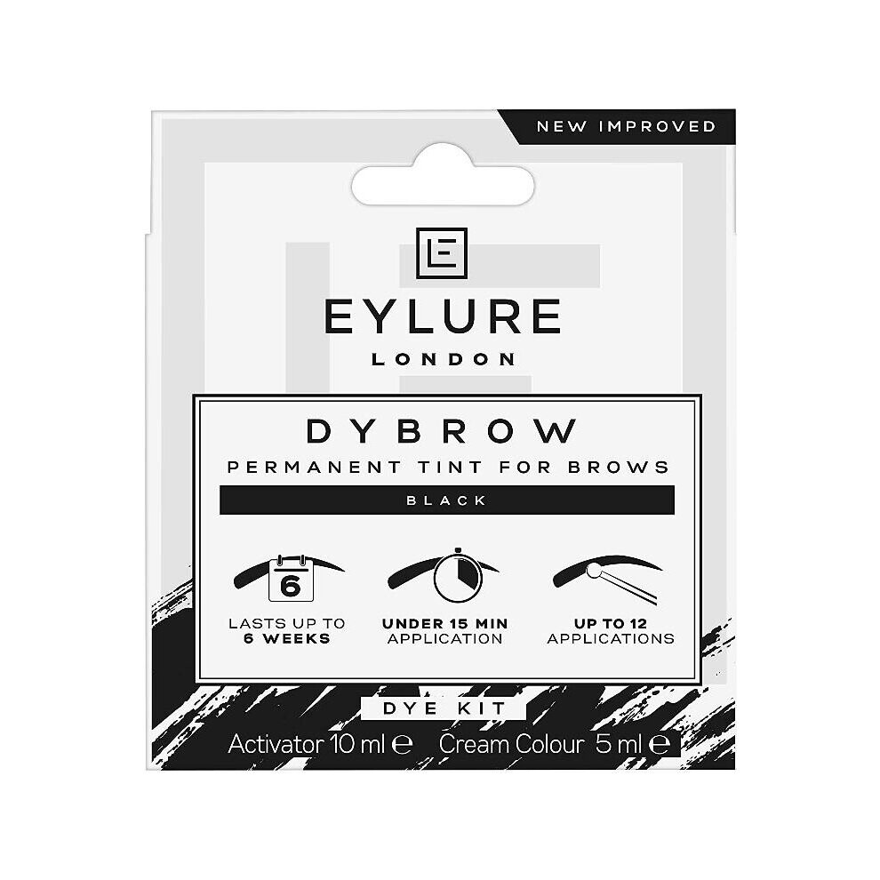 Eylure Dybrow Permanent Tint for Brows - Black - Gives Dark Glossy Colour