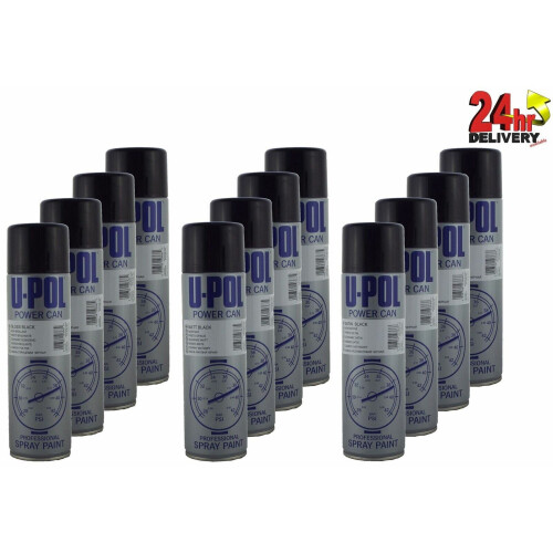 U-pol Powers Can 12 Black Aerosol - 4 Gloss 4 Satin 4 Matt