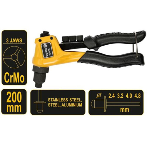 VOREL 70035, compact short hand riveter pop rivet gun 200 mm, 2.4 - 4.8 mm