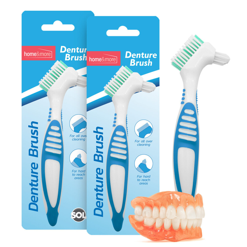 2pk Denture Brush Cleaner Toothbrush Double Sided