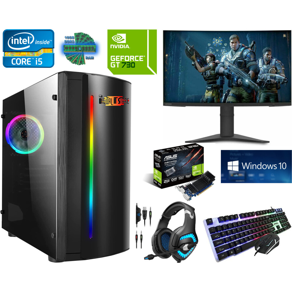 Gaming PC Bundle Intel Quad Corei5 16GB Ram 1TB HDD Win10 GT730 WiFi