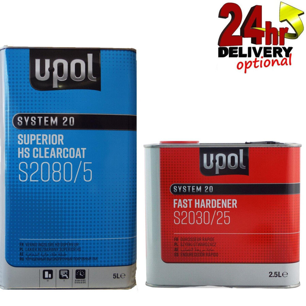 U-Pol 7.5L 2K Car Lacquer Kit 2080 + 2030 Hardener Clear Coat & Activator Upol 3513249453126
