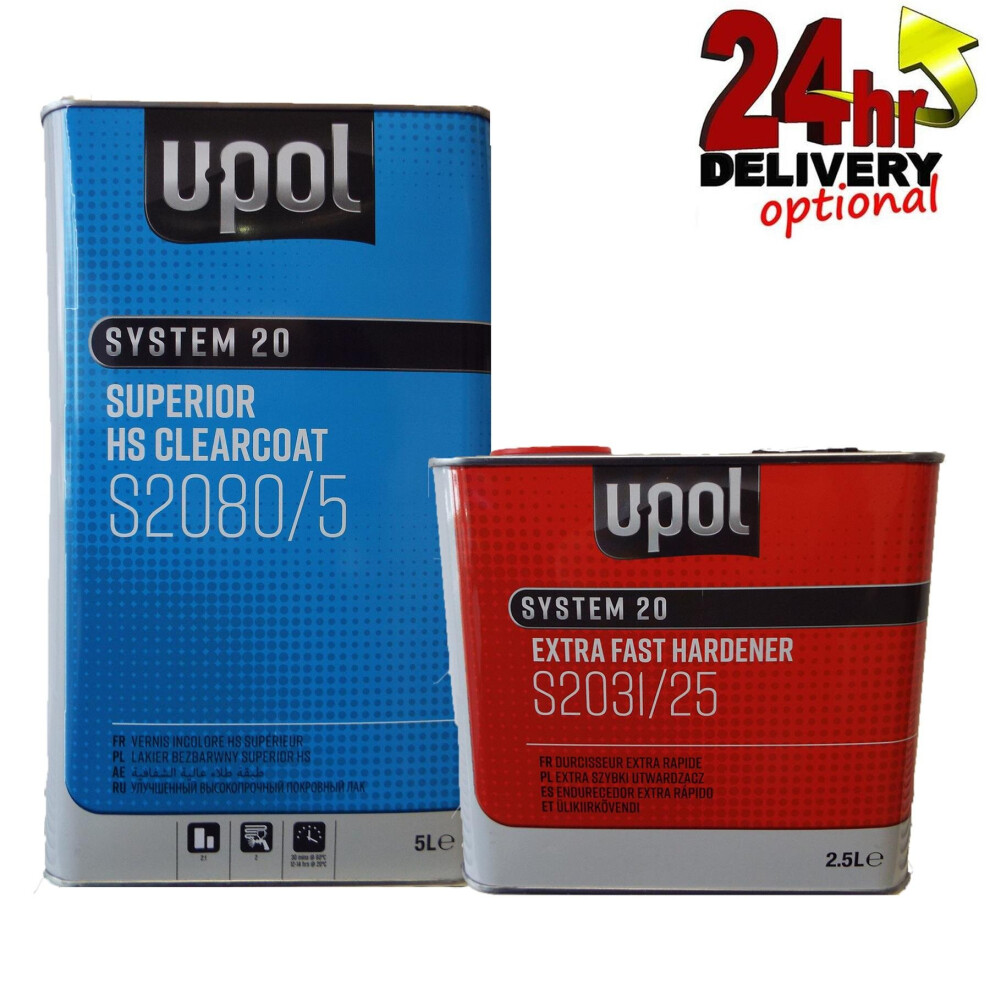 U-Pol 7.5L 2K Lacquer Kit 2080 + 2031 Fast Hardener Clear Coat Activator Upol 3513249121872