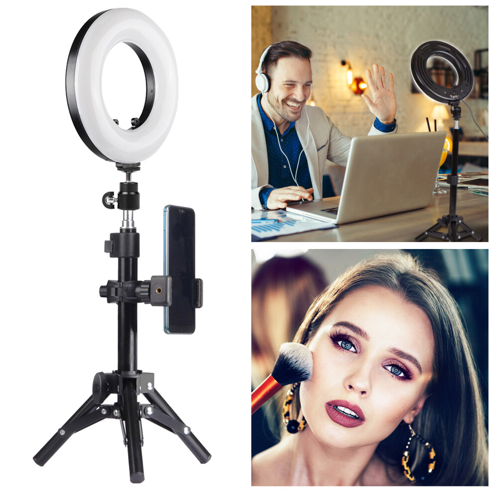 Phone Holder 9 Inch Ring Light with Stand & Mirror