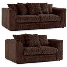(Chocolate, 3 & 2 Seater Set) Luxor Scatter Back Cord Sofa Set Range