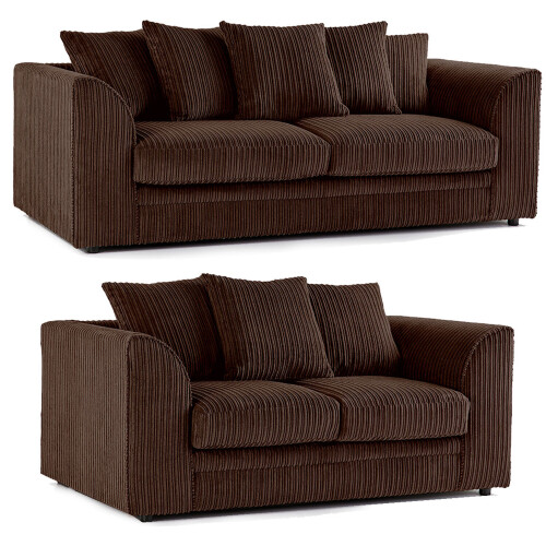 (Chocolate, 3 & 2 Seater Set) Luxor Scatter Back Cord Sofa Set Range
