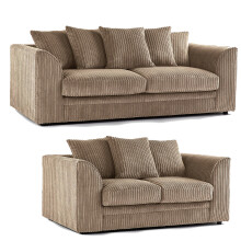(Coffee, 3 & 2 Seater Set) Luxor Scatter Back Cord Sofa Set Range