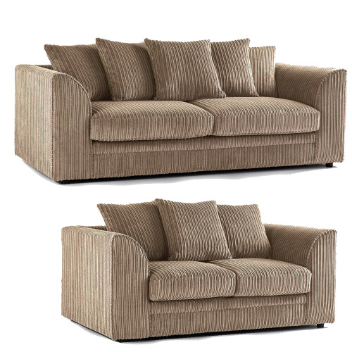 (Coffee, 3 & 2 Seater Set) Luxor Scatter Back Cord Sofa Set Range
