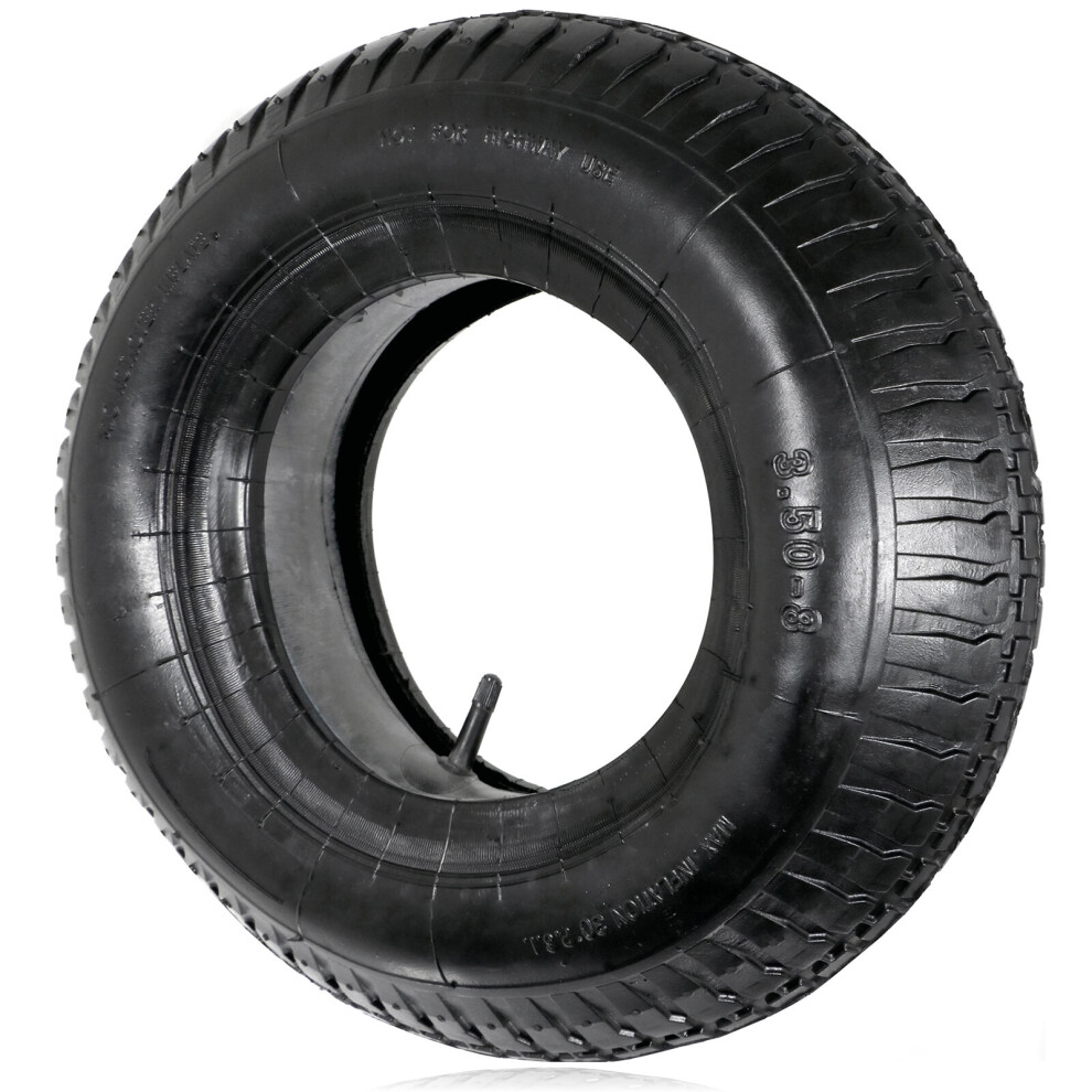 SPARES2GO Wheelbarrow Wheel Tyre and Inner Tube (3.50-8, 35PSi)