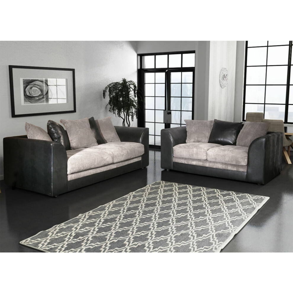 (Black & Grey, 3 & 2 Seater Set) Luca 3 & 2 Seater Sofa Set - 2 Colours