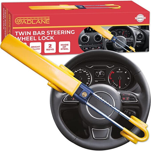 GADLANE Twin Bar Steering Wheel Lock High Visibility Car Lock Anti