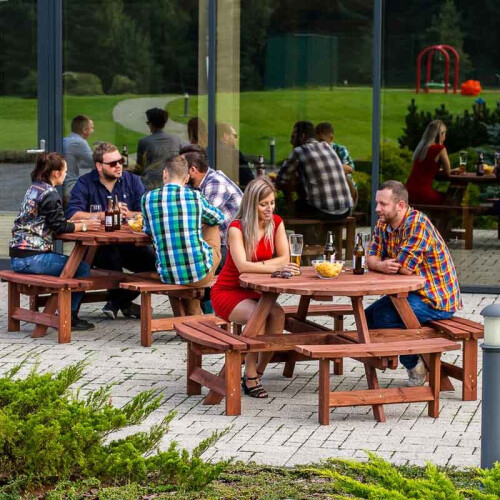 York 8 Seat Round Picnic Table - 1.8M Diameter - Brown 2