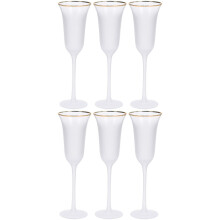 Set Of 6 Champagne Glasses Flutes 200ml Elegant Prosecco Drinking Glass Gold RIm