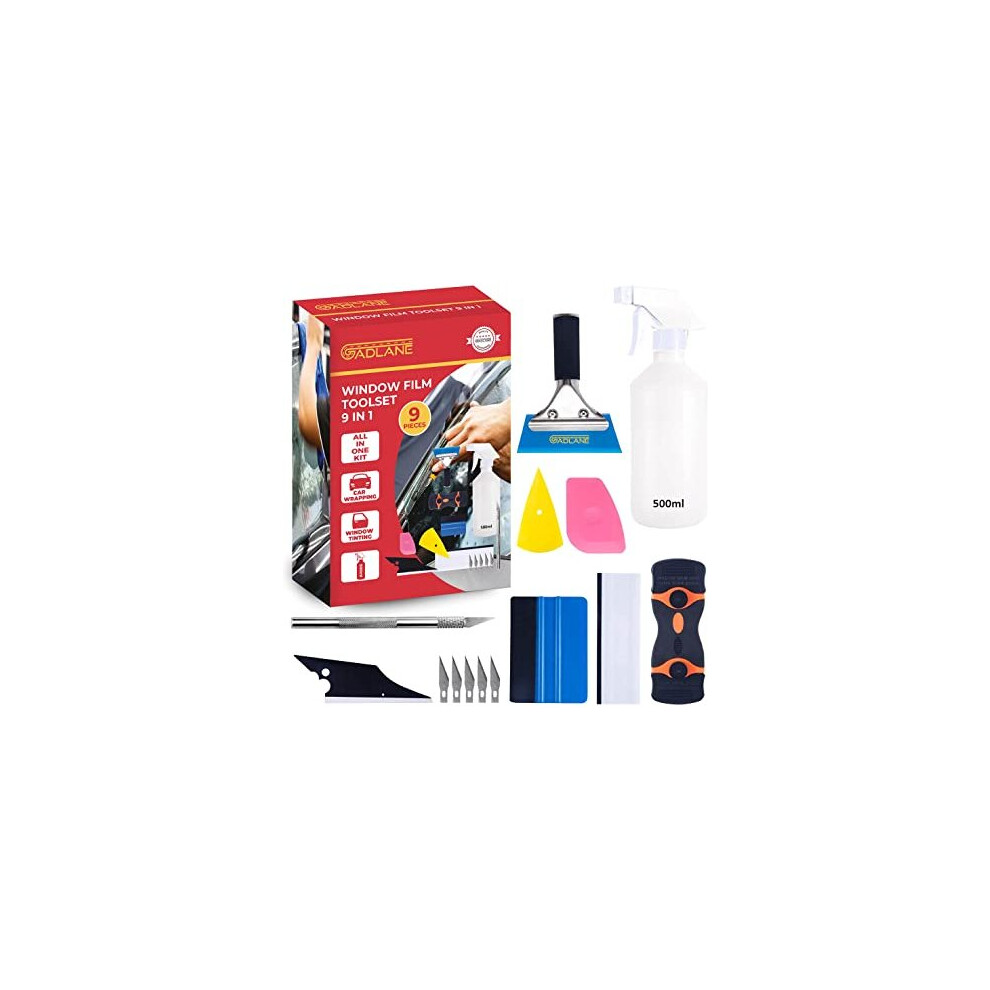 Gadlane 9Pc Window Film Application Tool Kit Car Window Tint Tools Vinyl Wrapping Tinting Kit Installation Includes Multiple Squeegees Scrapers