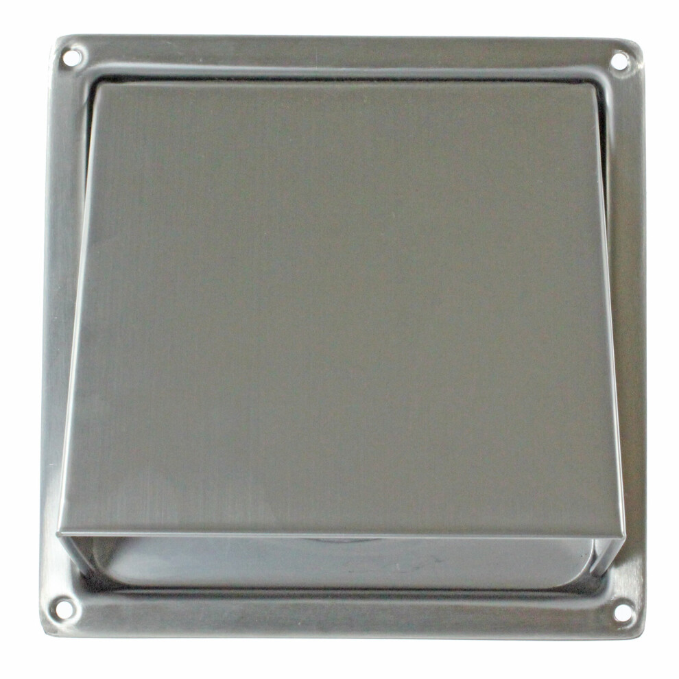 Spares2go Stainless Steel External Wall Air Vent Non Return Flap Outlet (6" / 150Mm)