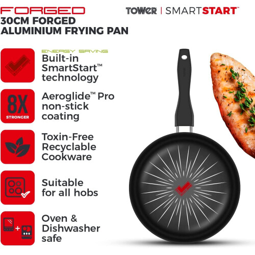 Tower Tower T800302 Smart Start Forged 30cm Frying Pan Black 1