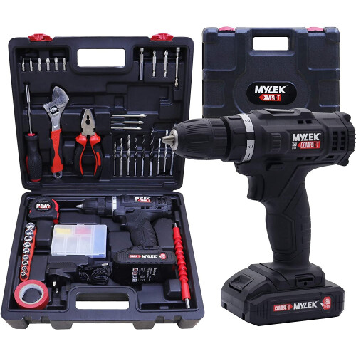 LED Cordless Drill Set Electric Driver DIY Combi Screwdriver Tool Kit 1